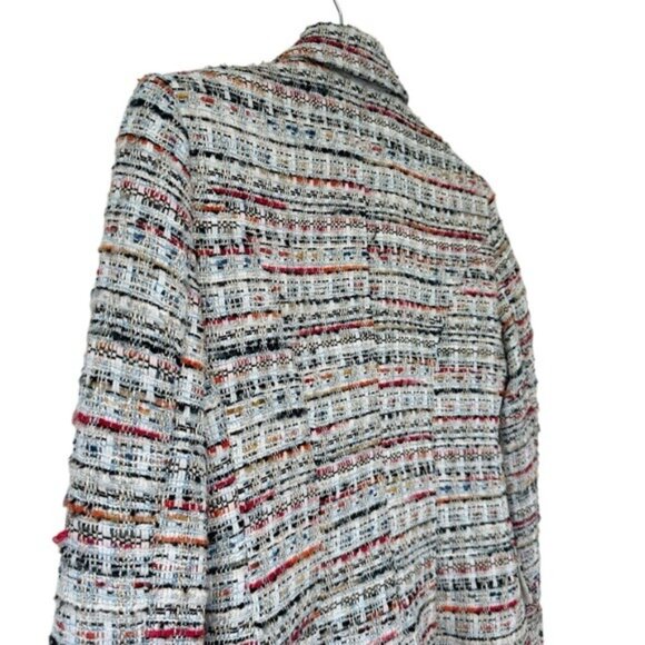 L'Agence Kenzie Double Breasted Orange Blue Multi Tweed Blazer Size 2 - Picture 8 of 11